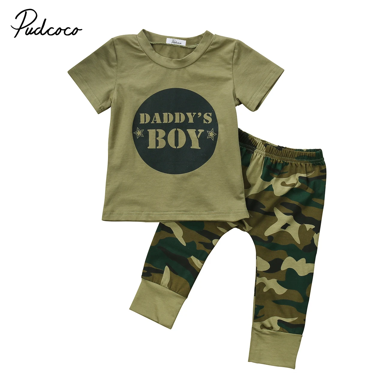 Pudcoco/камуфляжная футболка для новорожденных мальчиков и девочек топы, штаны, комплект одежды, повседневная одежда для детей от 0 до 24