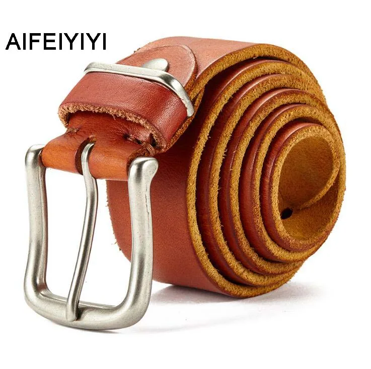 Beste 2018 mode mannen pure lederen riem retro casual lederen riem pin gesp riem