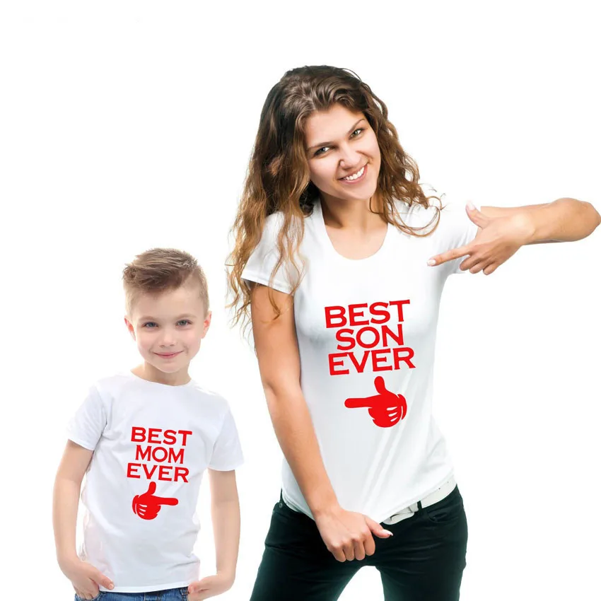 

Mother Son T Shirts Summer Family Matching Short Sleeve Best Son Mom Over Print T Shirts Clothes Family Look New Fashion Tops