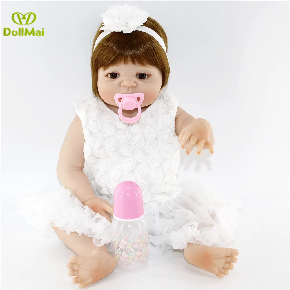 

22"New Full Body Silicone Reborn Baby Doll Toys Newborn Girl Baby toy Christmas Gift Birthday Gift Bathe Toy Girls Brinquedos