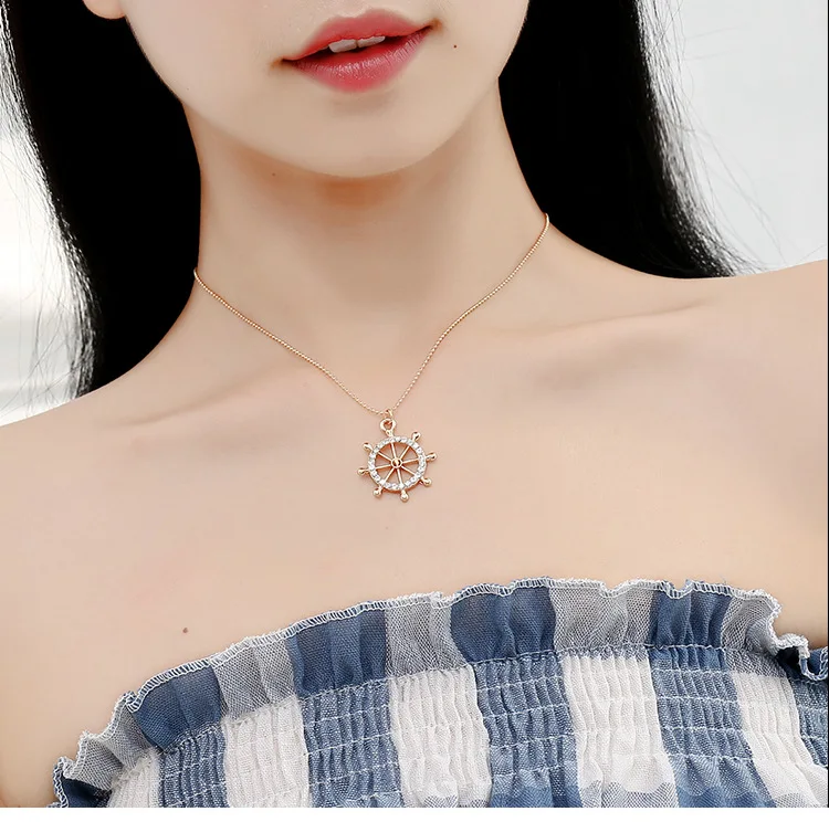

INourzZ Female necklace cute animal pendant necklace personality anchor necklace fashion sweater chain clavicle chain jewelry