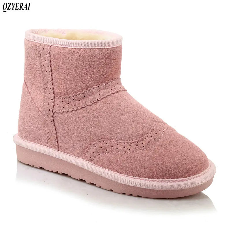 

QZYERAI 2018 Winter lady's snow boots, wool thermal boots, cowhide boots, warm and comfortable shoes, size 34-43