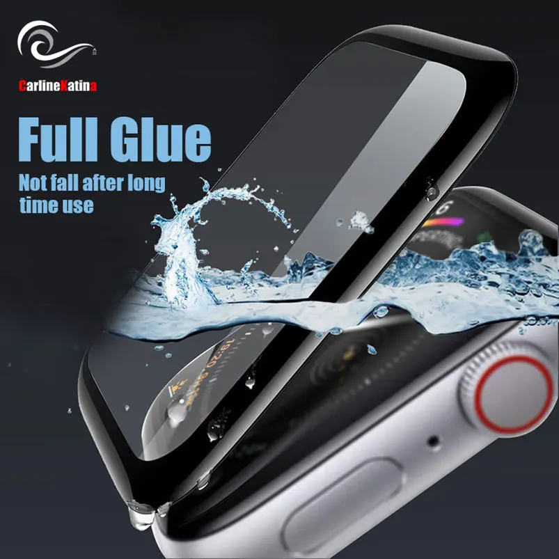 

Full Glue for Apple Watch Series 1 2 3 4 Full Cover Tempered Glass Screen Protector for iWatch 40MM 44MM 38MM 42MM 9H Film Case