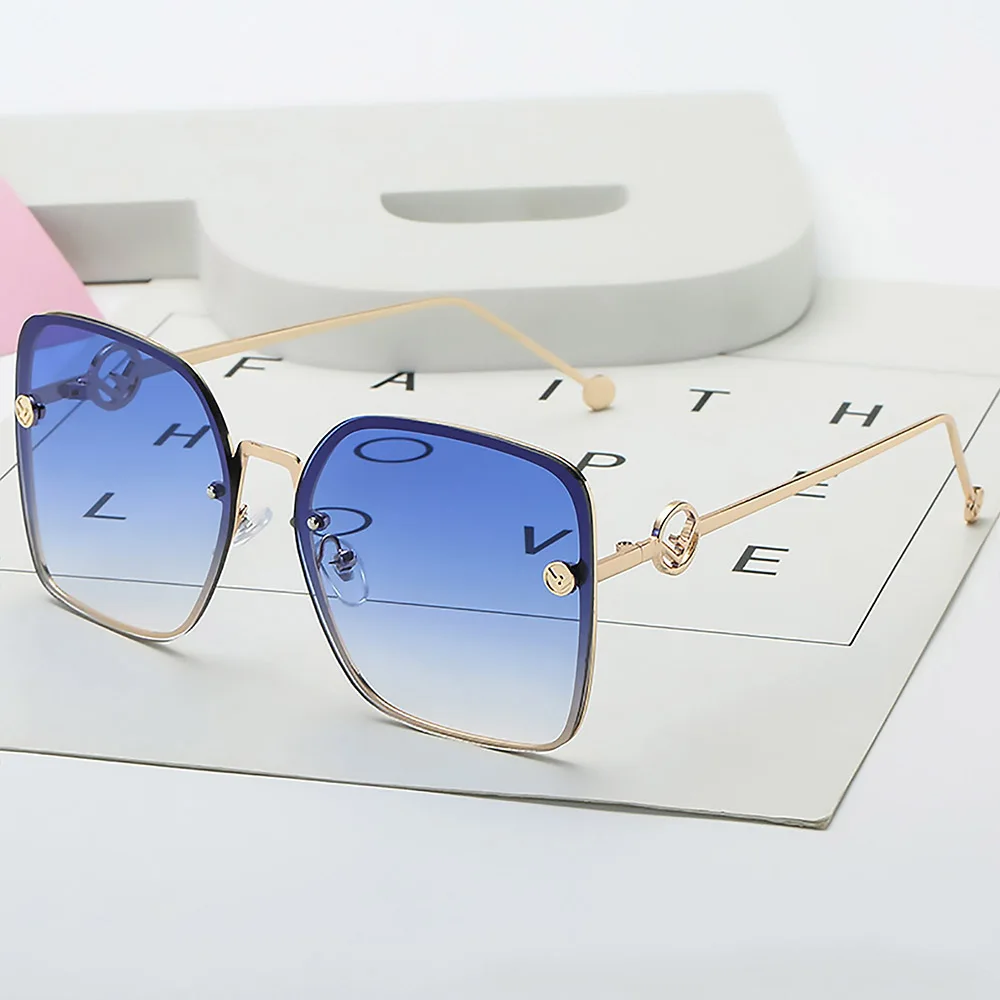 Мужская мода квадратный женские ретро очки Винтаж очки металлический каркас солнцезащитные очки Для мужчин оттенков козырек Óculos UV400 Топ - Цвет линз: Gradient Blue