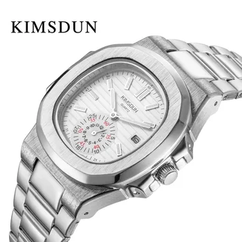 

Fashion brand KIMSDUN men's stainless steel square luxury classic quartz watch business gift waterproof clock Relogio Masculino