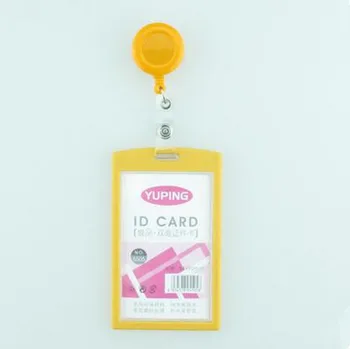 

1pcs Fashion Orange Color Retractable Reel For Student Office Bus ID Card Badge Holder Vertical Style Stationery