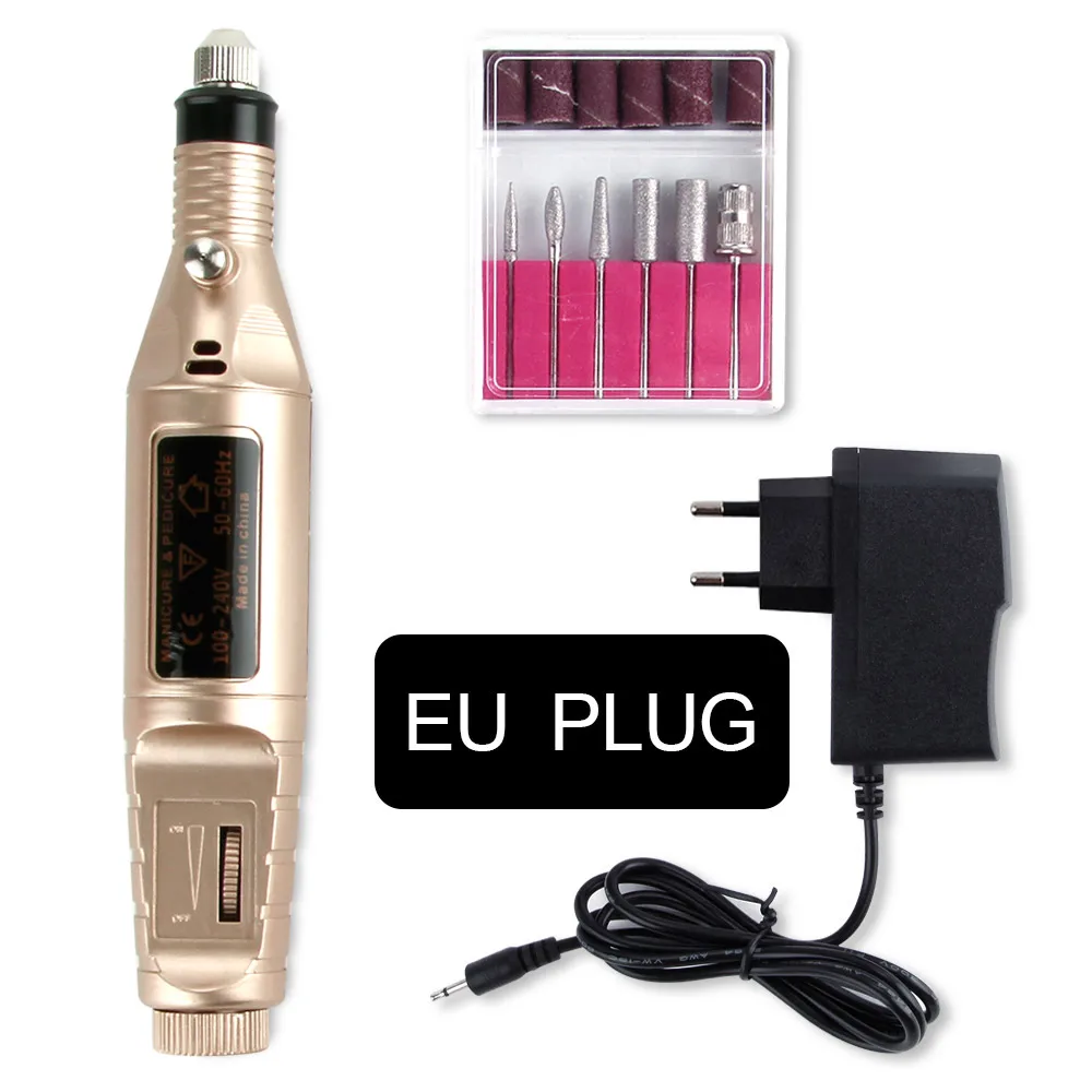 Фрезерный станок аппарат для электрической дрели для ногтей маникюр поворот заусенцев Фрезер Вольфрамовая Силиконовая Форма Маникюр с полировкой инструмент - Цвет: Pen Set EU Plug