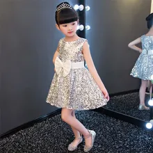 Новое Детское платье принцессы вечернее свадебное платье без рукавов для девочек детское платье на День святого Валентина с блестками и большим бантом N15