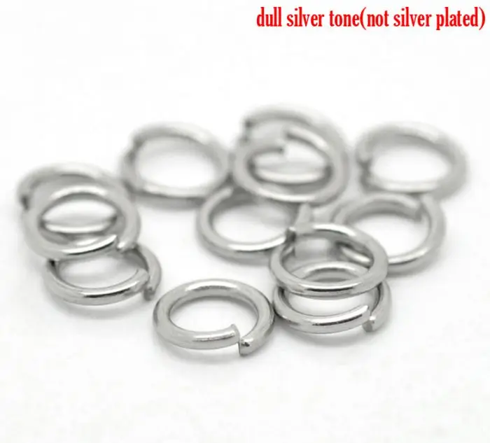 

DoreenBeads Retail 1000PCs Silver Tone Stainless Steel Open Jump Rings 6mm x 0.9mm