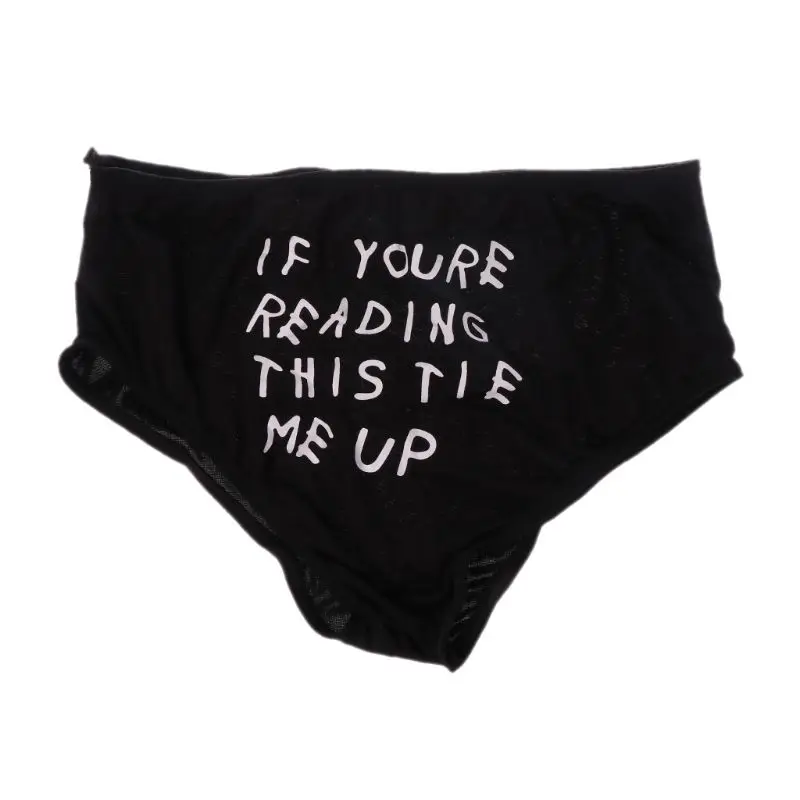

Womens Mid Waist Cotton Underwear Simple Black White Funny Letters Printed Lovers G-String Sexy Night Panties Lingerie S-XL