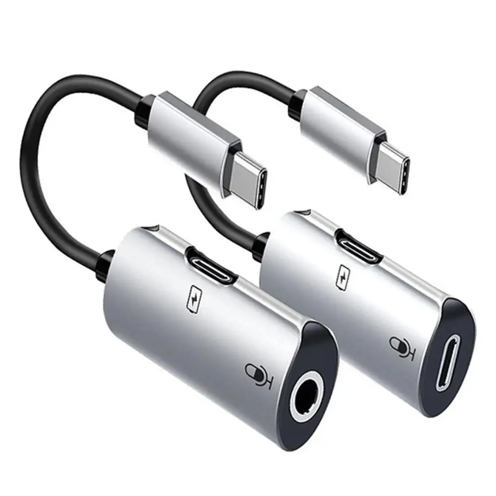 

2 IN 1 Type-C to 3.5mm Digital Headphone Adapter PD Fast Charge Converter Splitter Headphone Dongle for Android Mobile