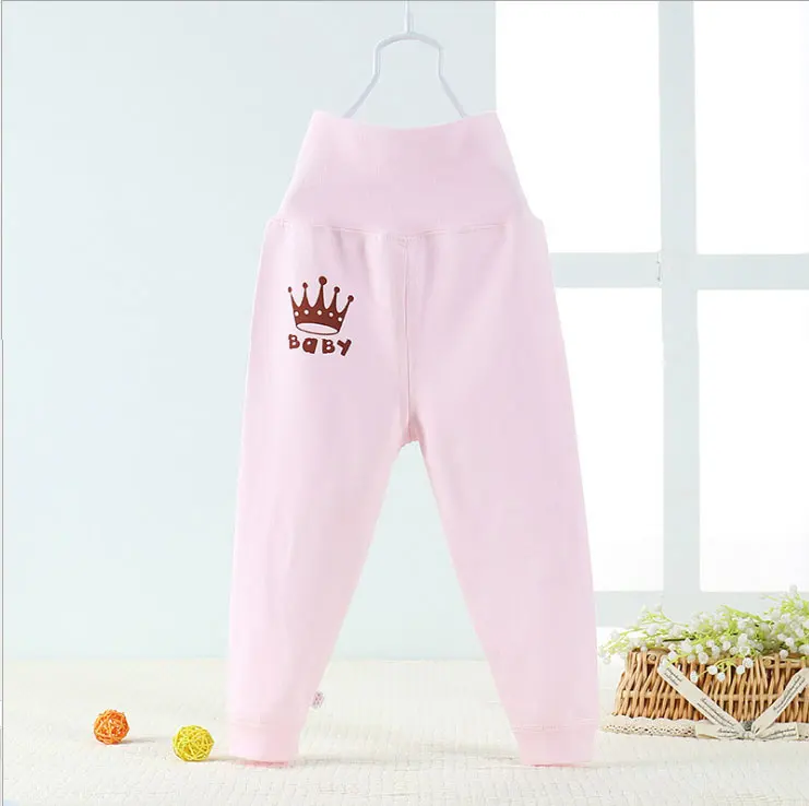 Подштанники для маленьких мальчиков и девочек, хлопок, с высокой талией, для мальчиков и девочек, нижнее белье для новорожденных, одежда для малышей на весну-осень, От 3 месяцев до 2 лет - Цвет: Pink solid Crown