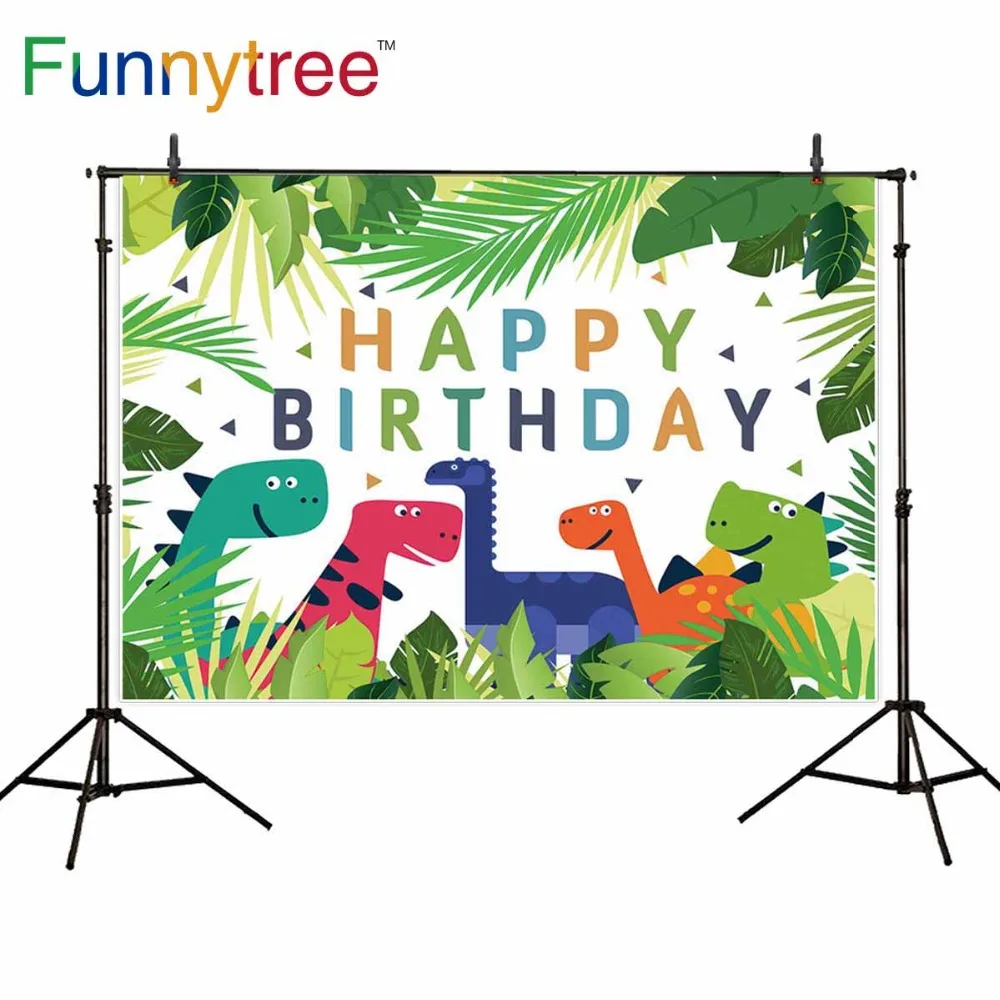 

Funnytree backgrounds for photography studio Safari birthday Dinosaur party children leaves Jungle cartoon backdrop photocall