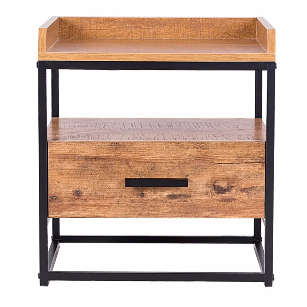 Giantex 2-Tiers End Side Sofa Table Metal Nightstand Storage Display Bedroom W/1 Drawer Home Furniture HW59332 Giantex 2-Tiers End Side Sofa Table Metal Nightstand Storage Display Bedroom W/1 Drawer Home Furniture HW59332