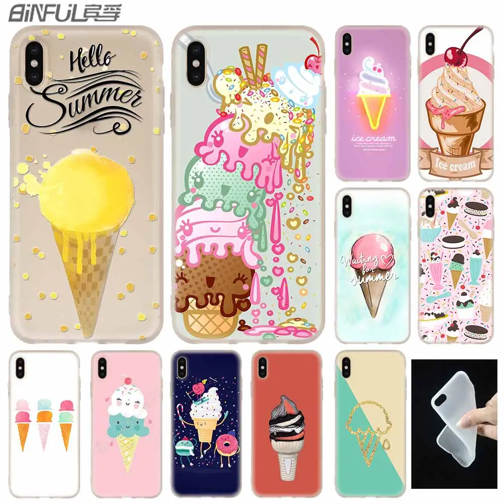 Ice cream Soft Silicone Case For iPhone 13 11 12 Pro X XS Max XR 6 6S 7 8 Plus SE 2020 Mini Cover Etui | Мобильные телефоны и