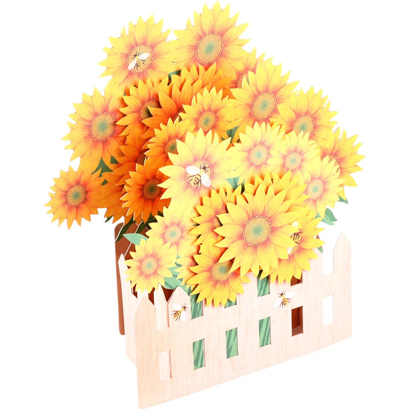  3D Handmade Garden Yellow Sunflower Paper Greeting Cards Birthday Party Invitation Teachers' Day We - 32910369453