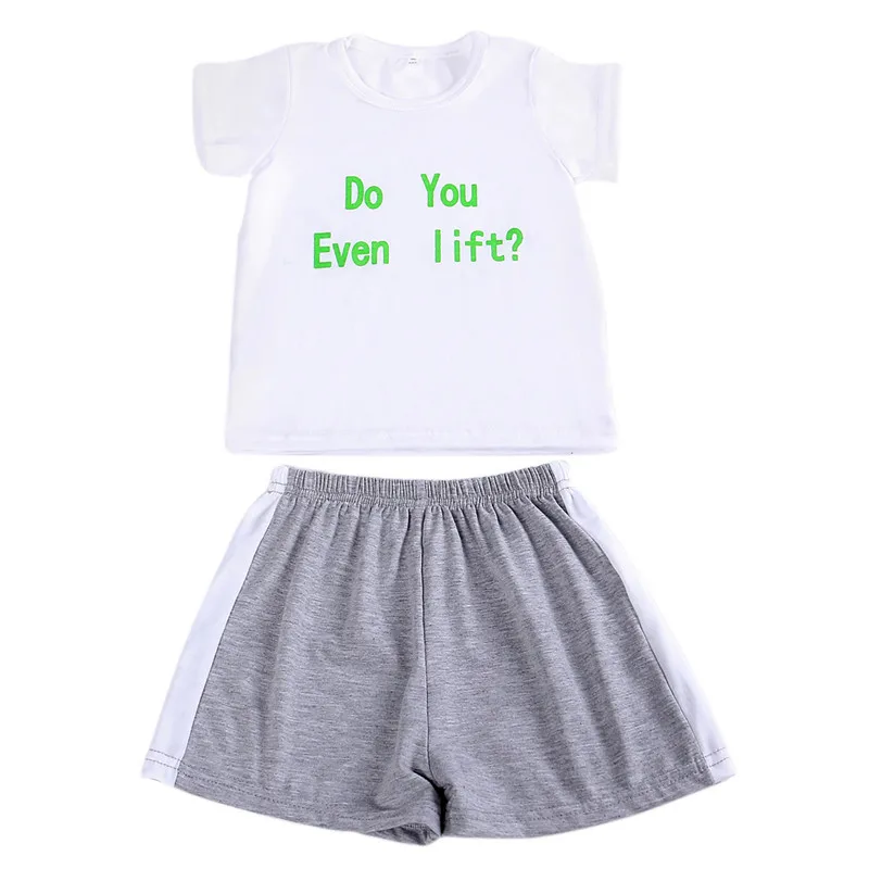 New Baby Boy Clothes White Baby Boy Tees Short 2pcs Children Clothing