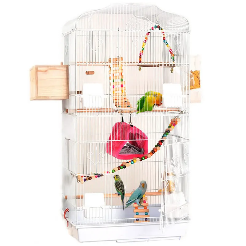 

Foldable Metal Parrot Villa Bird Cage Thrush Starling Parrot Cage Three-story Heightened Bird Building Upgraded Version 46*36*93