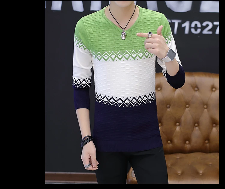 LEFT rom Зимний пуловер свитер брендовый вязаный длинный рукав v-образный вырез приталенная корейская модная одежда мужская вязаная рубашка XXL