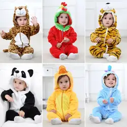 Детские комбинезоны, фланелевая Одежда для мальчиков и девочек, мультфильмы для новорожденных, пижамы, теплые зимние пижамы с животными