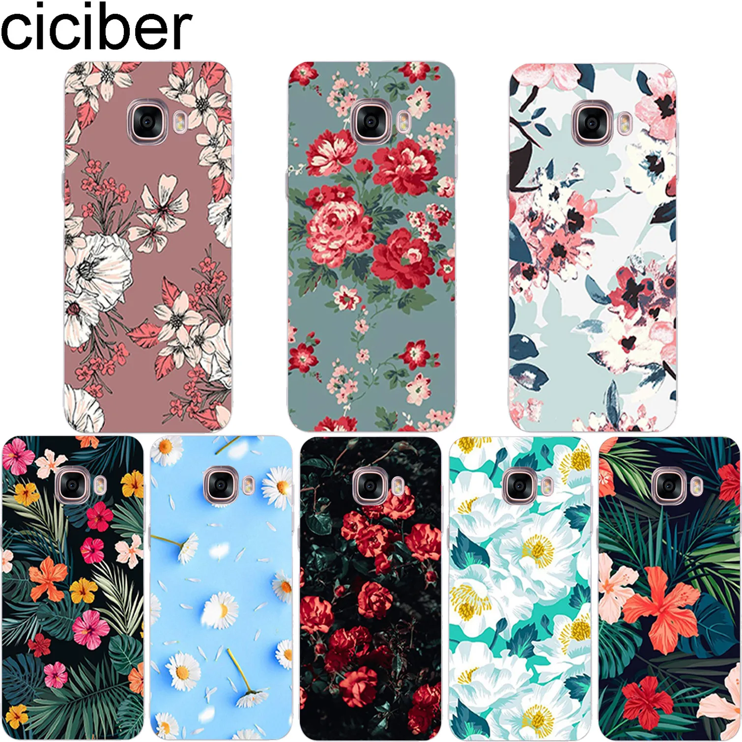 

ciciber Plant Flower Floral Phone Case for Samsung Galaxy Note 9 8 3 4 5 Soft TPU Cover for Galaxy C7 C9 C8 C5 Pro 2017 Coque