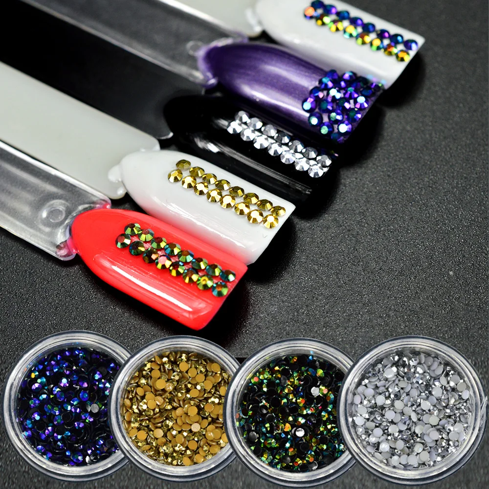 

1 Box Shiny Resin Nail Rhinestones 3D Nail Art Decorations Flat Bottom Studs Manicure DIY Nail Art Accessories LA390