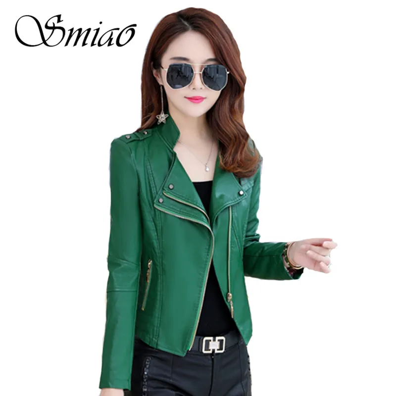 Smiao PU Faux Leather Outwear Winter Plus Size 4XL Coat