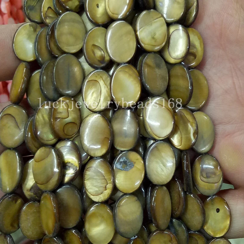 Free Shipping Fashion Jewelry 10x14mm Beautiful Brown Mother of pearl Shell Oval Loose Beads 15&quot FG7151 | Украшения и
