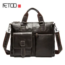 AETOO первый слой кожи мужская сумка портфель деловая повседневная мужская сумка Внешняя торговля кожаная сумка