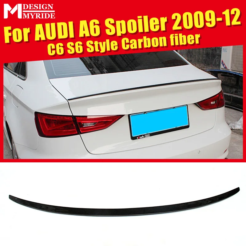 

For Audi A6 A6a A6Q Carbon Rear Spoiler S6 Style Carbon rear spoiler Rear trunk Lid Boot Lip wing car styling Decoration 2009-12