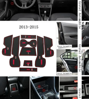 

For Volkswagen New Jetta 2013-15 9pcs/set Car anti slip sticker gate slot pad door carpets Interior cup holder decoration