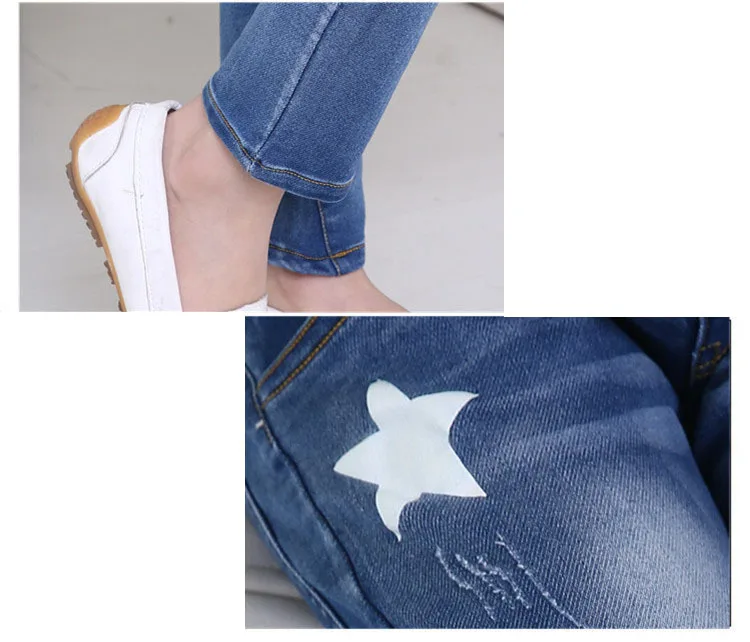 Star Printed Jean Pants for Girls Trousers Infants Autumn Clothing Children Shinny Pants Kids Jeans Bottoms Girls Denim Pants (4)