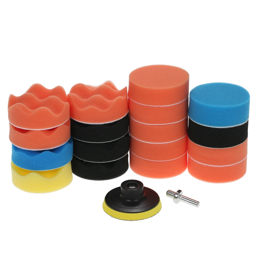 19PCS Car Waxing Foam Buffing Pad Sponge Kit Waxing Sealing Glaze