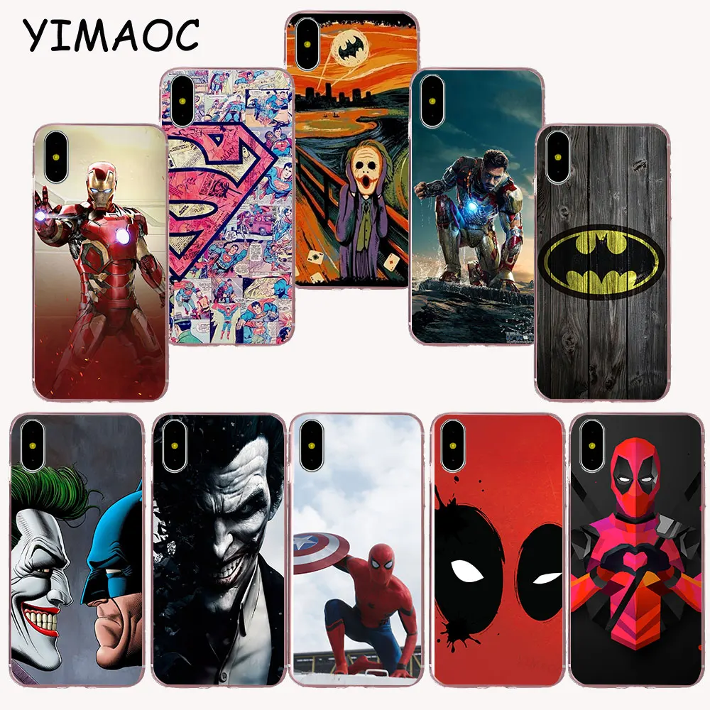 

YIMAOC 146z Deadpool and batman hero Soft TPU Silicone Case for iPhone X r s Xr Xs Max 8 7 6S 6 Plus 5 5s SE