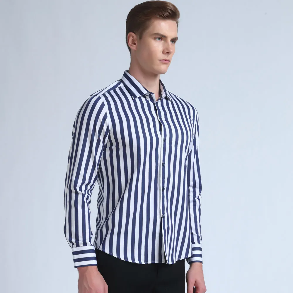 Men's Striped Long Sleeve Business Casual Dress Shirts image 3
