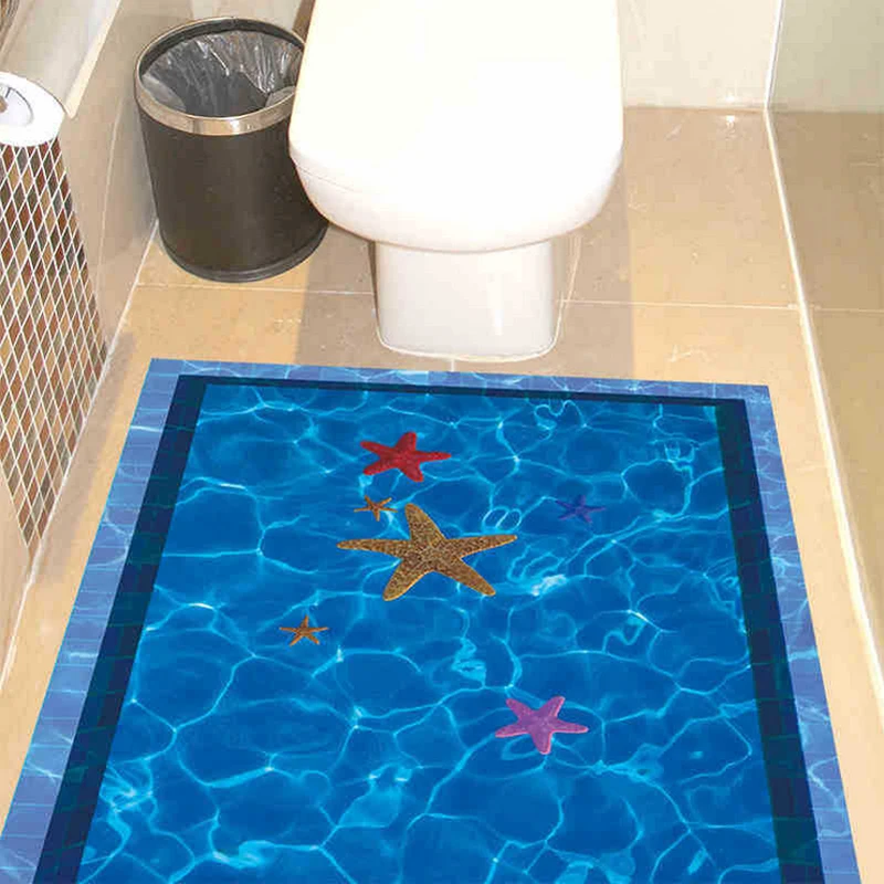 Beautiful Blue Pool 3d Wall Stickers Starfish Creative Waterproof