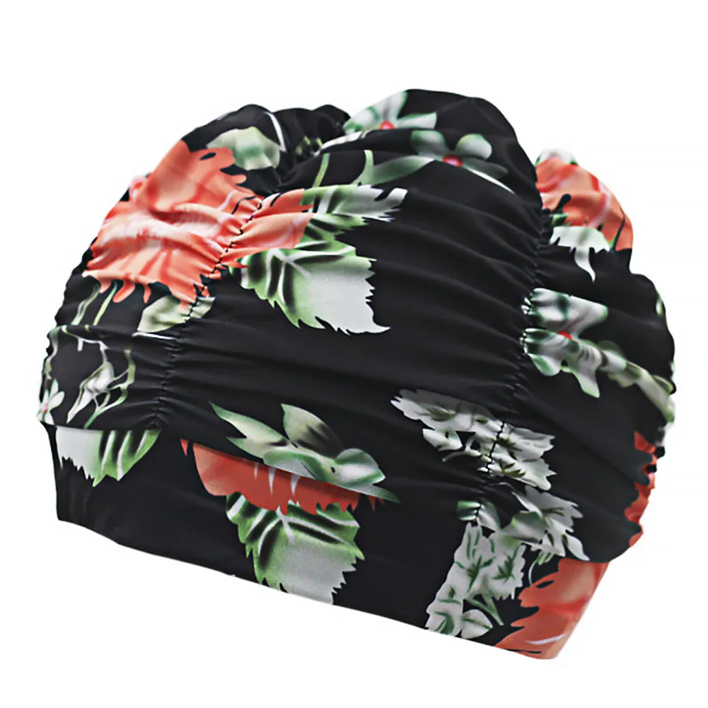 Женская Мужская плиссированная Цветочная шапочка для плавания с принтом для плавания, бассейна, пляжа, серфинга, длинные волосы, защита ушей, кепка s - Цвет: 3
