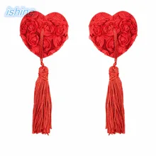 1 пара секс-женского нижнего белья с блестками для сосков с кисточками для груди в форме сердца наклейки для сосков наклейки на грудь