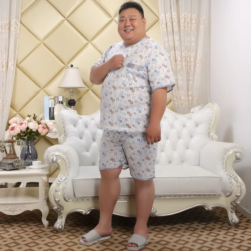 Плюс размер 5XL Шорты пижамные наборы мужские летние пижамы с коротким рукавом
