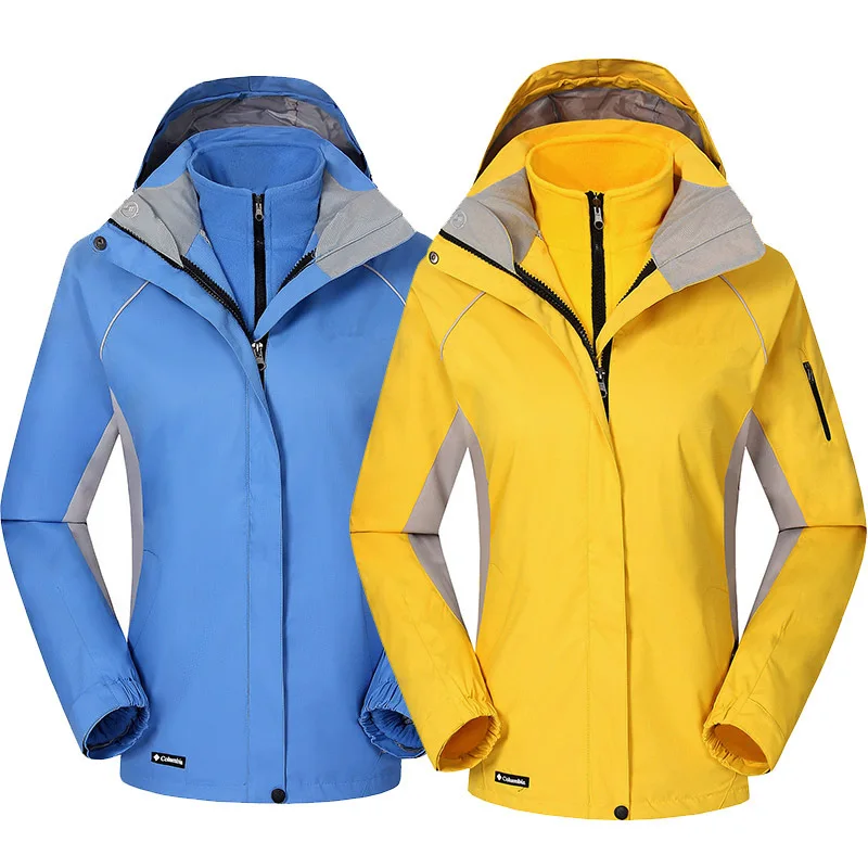 

Autumn and winter outdoor three in one two sets of thick fleece waterproof breathable mountaineering suit men women storm jacket