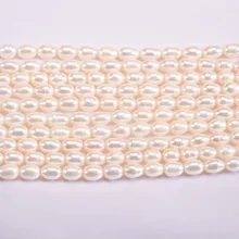 SNH пресноводный искуственный рисовая жемчужина пряди 7x9 мм AA овальная жемчужина 5 прядей/pcakage