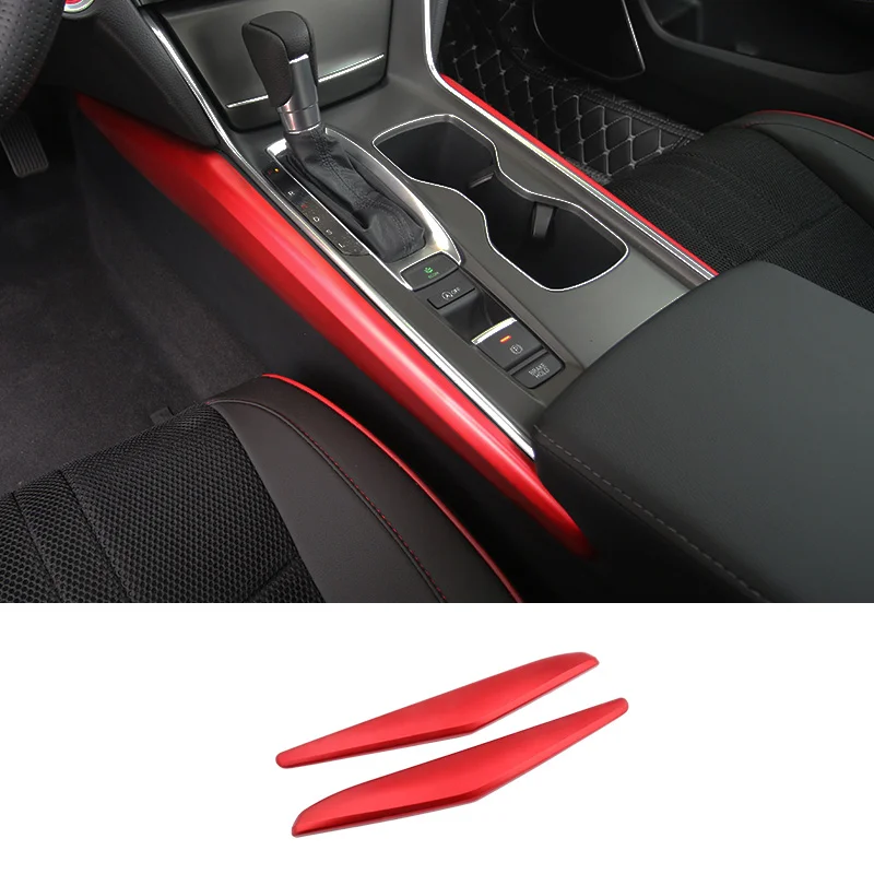 Автомобильный держатель для стакана с водой в салон коробка переключения передач Панель боковые украшения полоски отделка наклейки для Honda Accord 10th аксессуары - Название цвета: Red