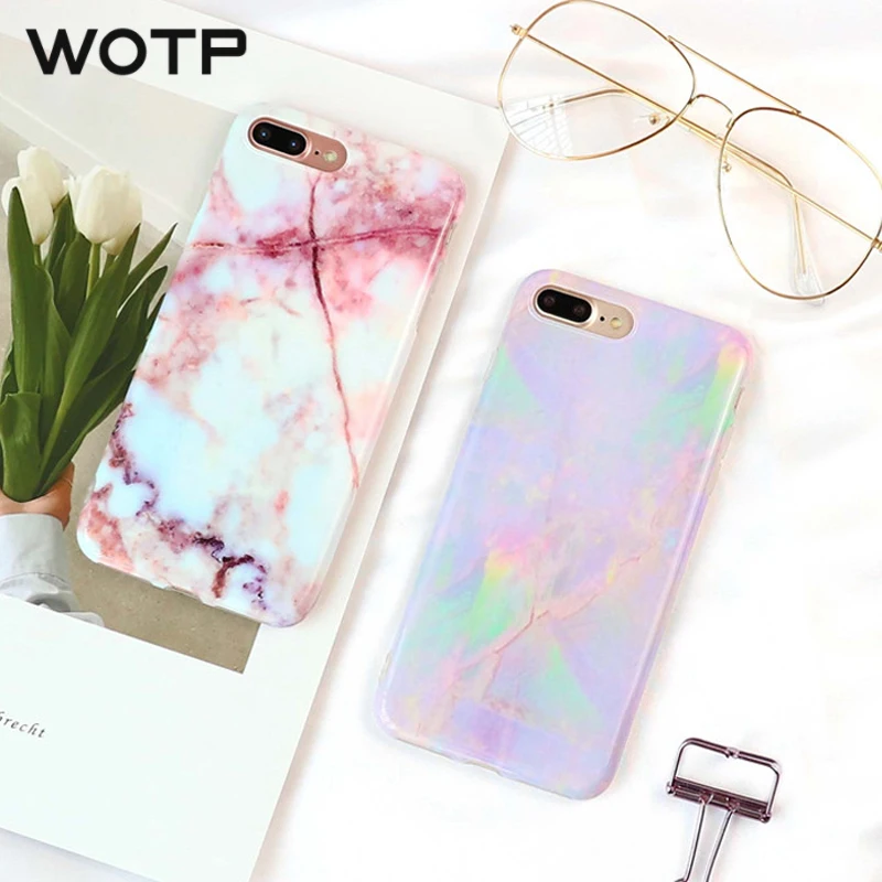 Цветной мраморный гранитный чехол WOTP для телефона iphone X роскошные гладкие мягкие