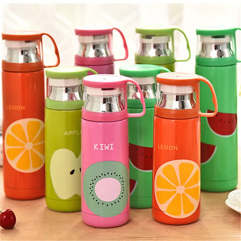 350ML 500ML Cute Fruit Pattern Thermocup Stainless Steel Thermos Vacuum