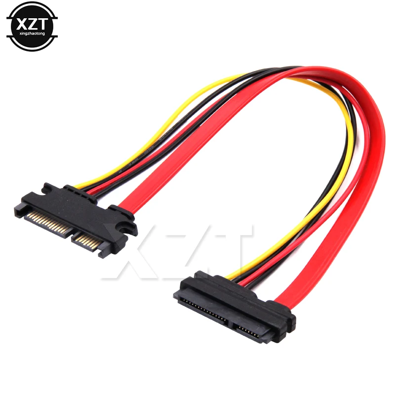 Новейший 30 см 22Pin SATA кабель штекер гнездо 7 + 15 Pin серия ATA силовой комбинированный