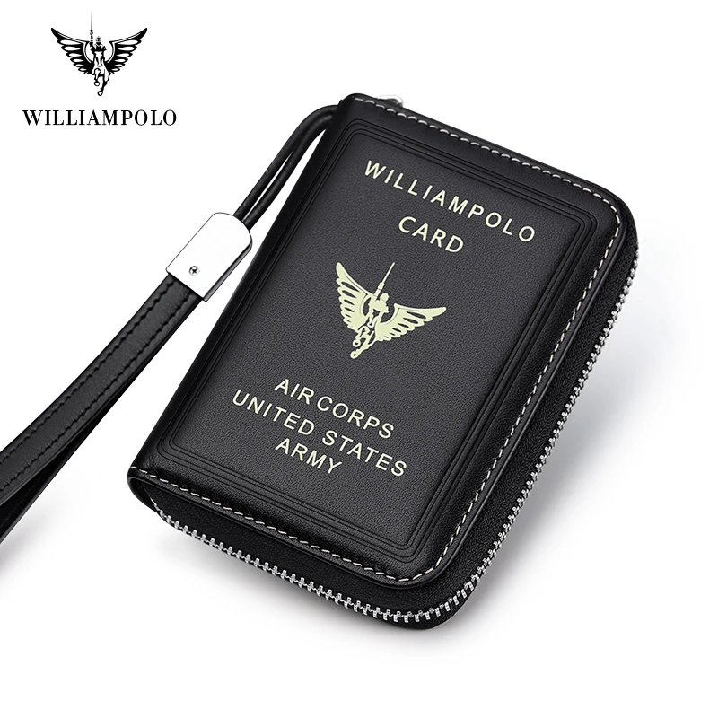 

Williampolo Business Card Holder Genuine Leather Credit Card Holder Men Zipper Pocket Unisex Card Case Dropshipping 195187