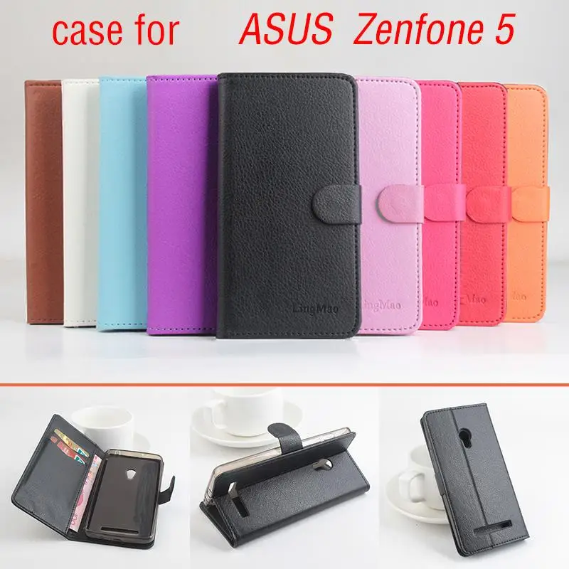 

For Asus zenfone 5 Litchi Grain Leather Case Cover for Asus zenfone 5 Luxury Phone Bag with Wallet Stand Card