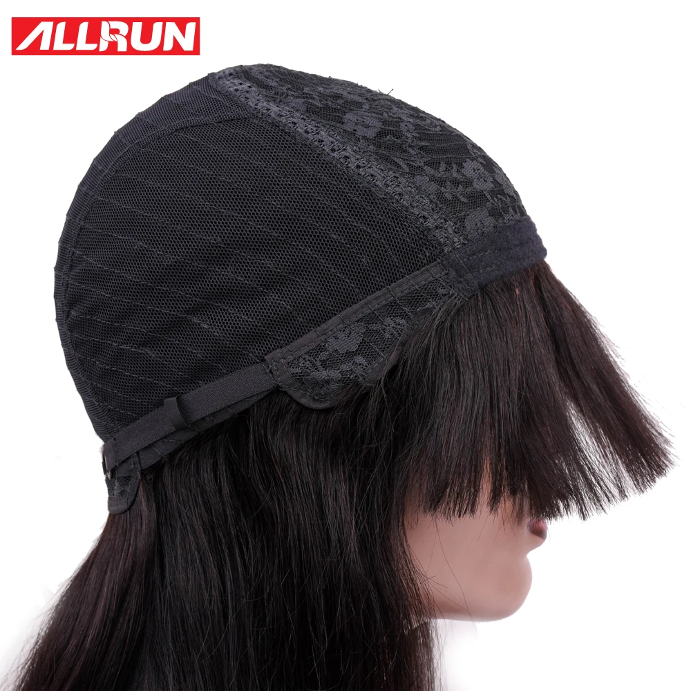 Human Hair Wigs With Bangs Malaysia Romance Ocean Wave Brazilian Human Hair Wigs Non-Remy Hair Short Machine Wig Low Ratio Alrun