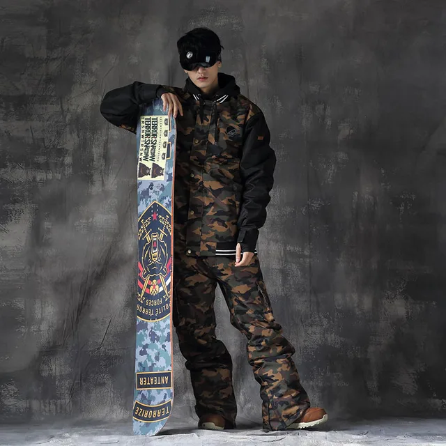 Best price at $202 Cheap Women Men Snowboard Camo Ski Jacket Pants Ski Suit Waterproof Warm Outdoor Camping Hiking Snowboard Jacket Men Ski Suit