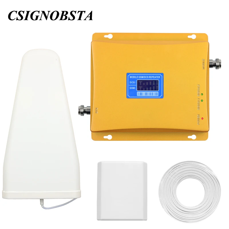 

High gain lcd display dual band gsm dcs cellphone booster with panel antenna mobile phone repeater 1800 900 for home amplifier